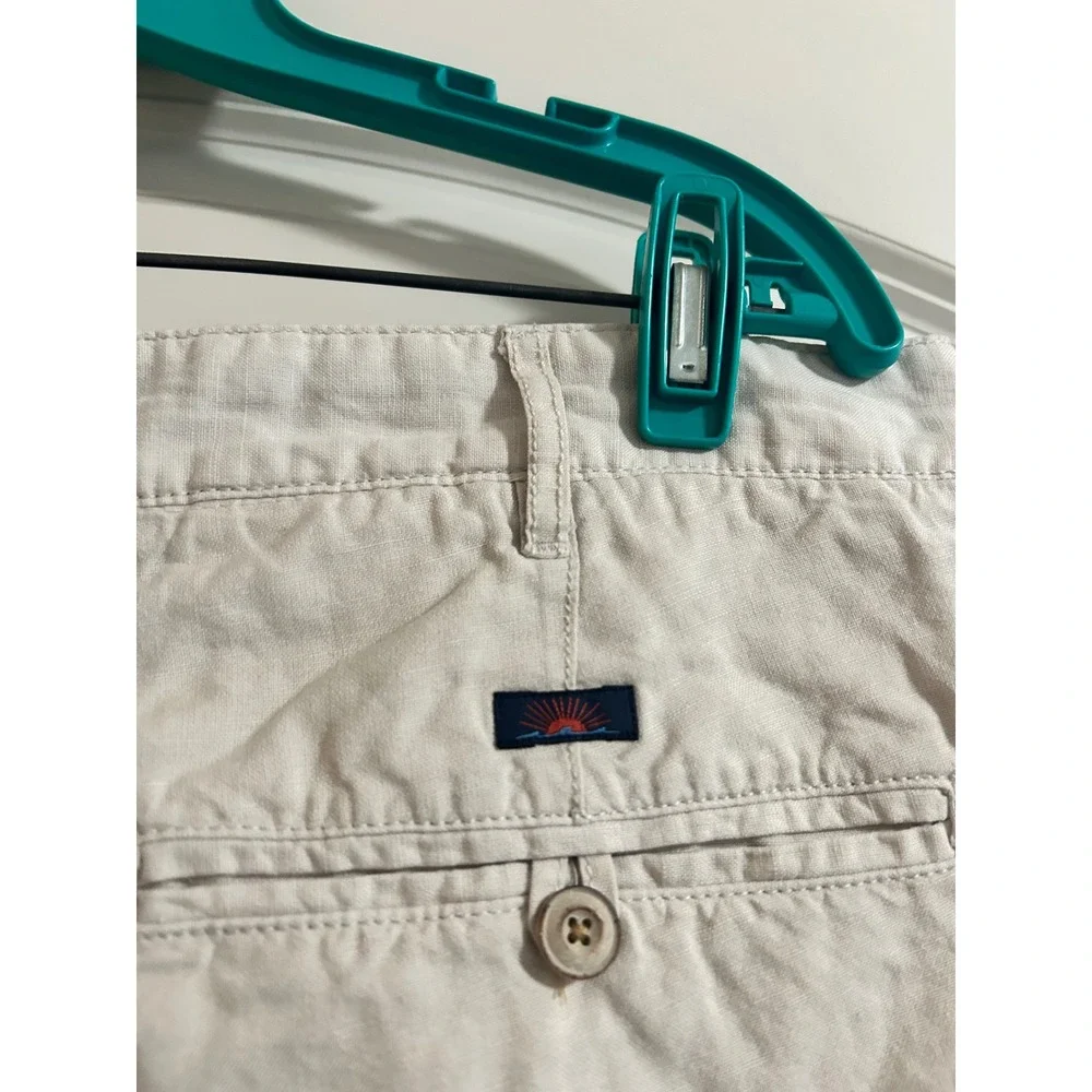 Faherty Men's Linen Cotton Blend Shorts Beige Stone Size 34 MBC0007STN Inseam 9